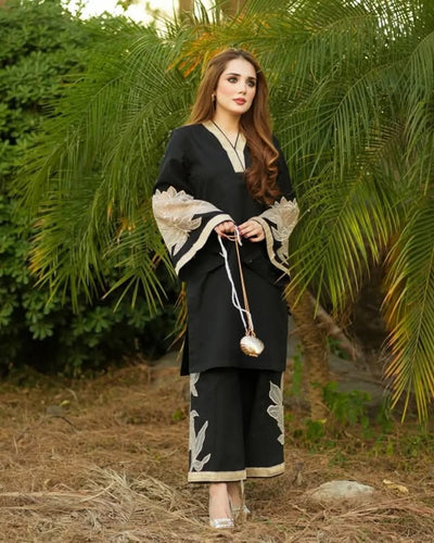 ALMOND PLAZZO STITCHED 2PCS