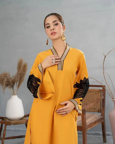 ALMOND PLAZZO STITCHED 2PCS