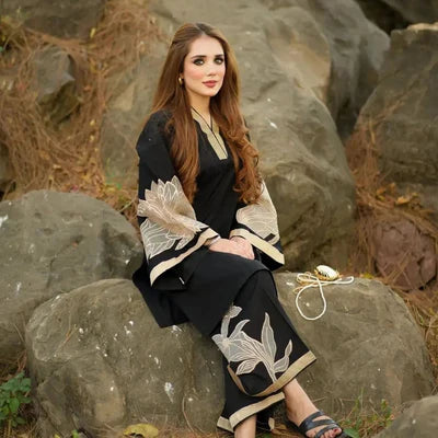 ALMOND PLAZZO STITCHED 2PCS