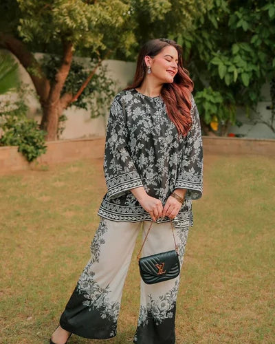 DILRUBA Co Ord Digital Print 2-Piece Stitched Dress.