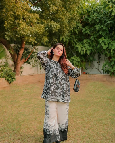 DILRUBA Co Ord Digital Print 2-Piece Stitched Dress.