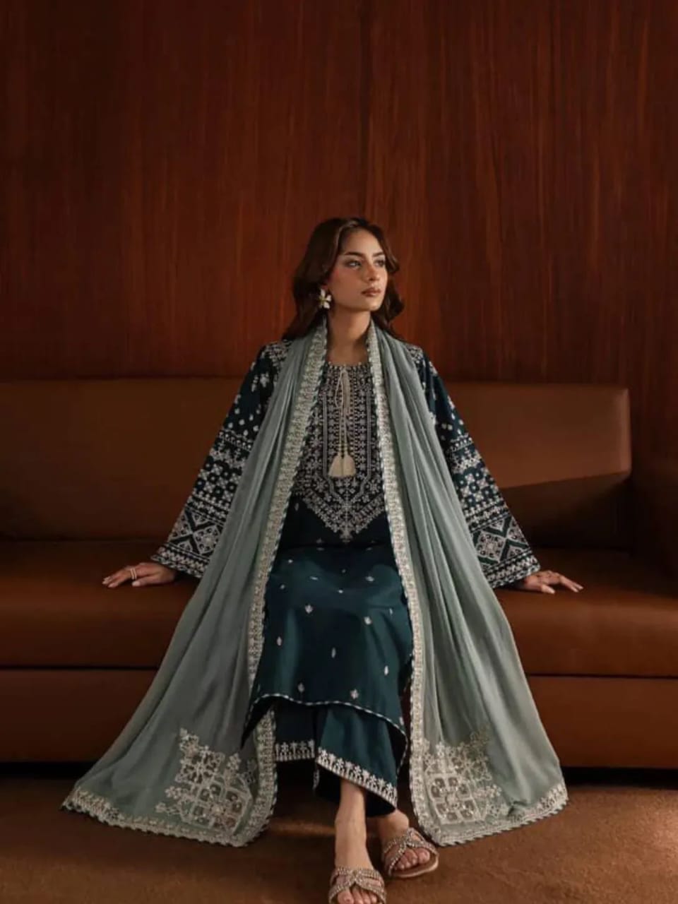 Margrita Embroidered in Long Length (3.Pcs)