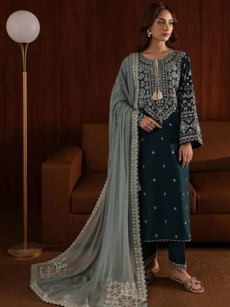 Margrita Embroidered in Long Length (3.Pcs)